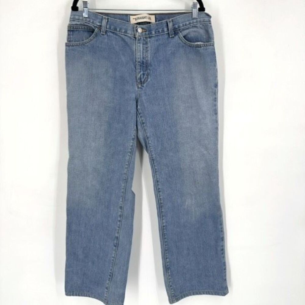 Vintage Y2K Gap Women Hi Rise Straight Leg Jeans Blue Denim Medium Wash Size 16R